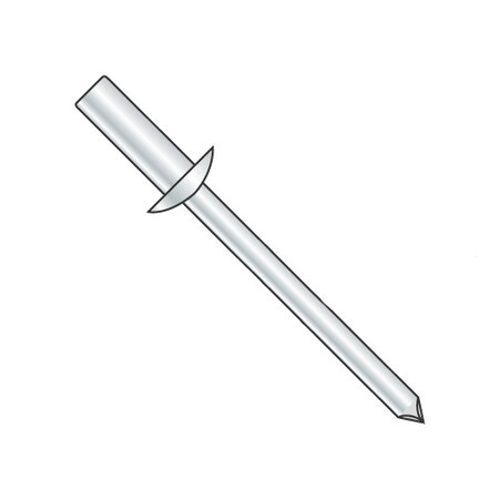 Newport Fasteners Blind Rivet, Dome Head, 3/16 in Dia., 0.345 in L, Steel Body, 4000 PK 274017